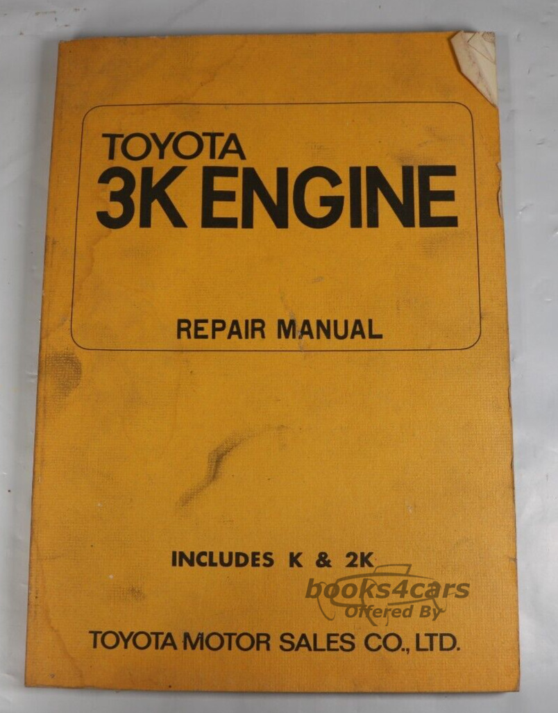 view cover of Toyota 3K engine shop service repair manual, includes K and 2K also, as used on Corolla.