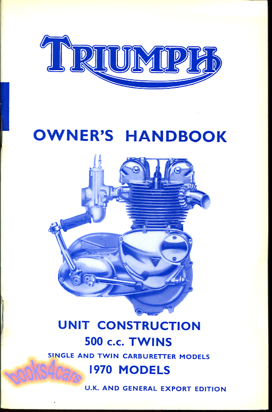 view cover of Owners Manual Handbook 500 UK 1970 by Triumph