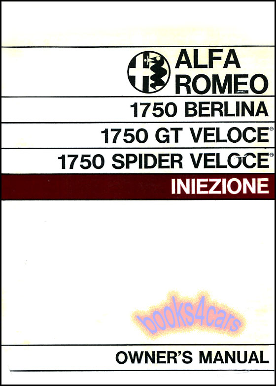 view cover of 1969-1971 1750 owners manual for Spider Coupe & Berlina by Alfa Romeo