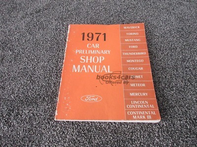 view cover of 1971 Car preliminary shop manual by Ford, Mercury, & Lincoln