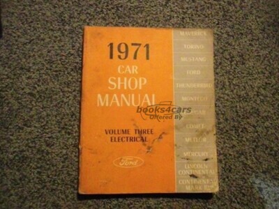 view cover of 1971 Car Electrical Factory Service Manual Vol. #3 for Ford, Lincoln, & Mercury Passenger Car