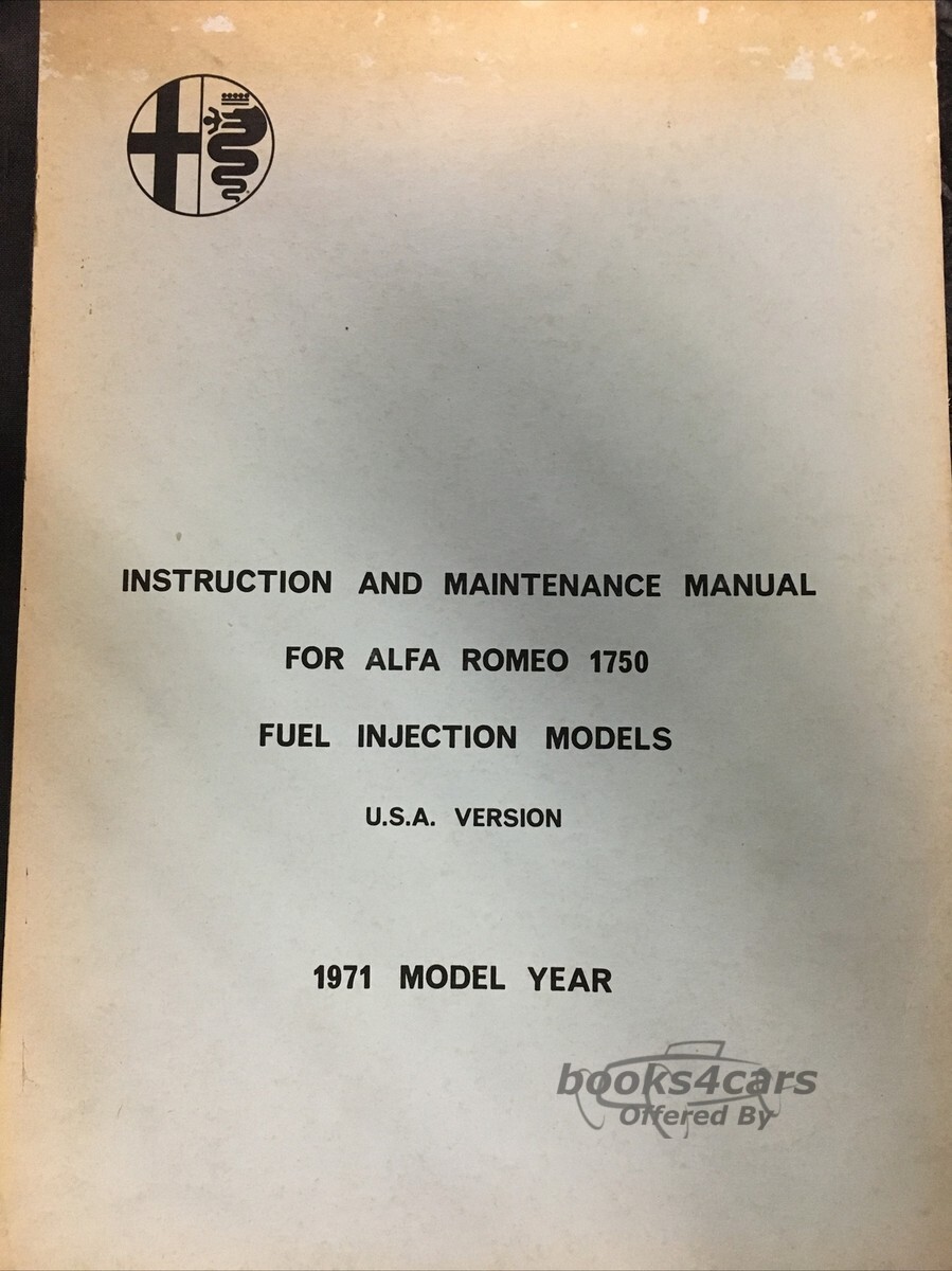 view cover of 1971 Alfa 1750 Fuel Injection Manual By Alfa Romeo