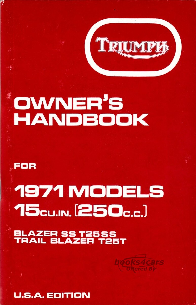 view cover of Owners Manual Handbook for T25SS UK 1971