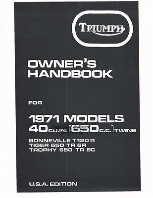 view cover of 1971 650 Owners Manual Handbook by Triumph