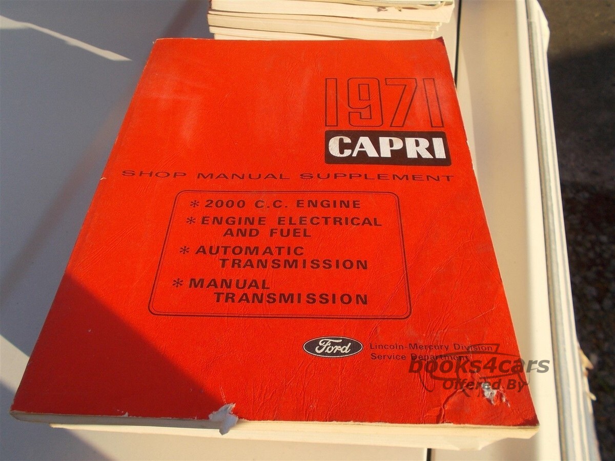 view cover of 1971 Shop manual supplement for Capri