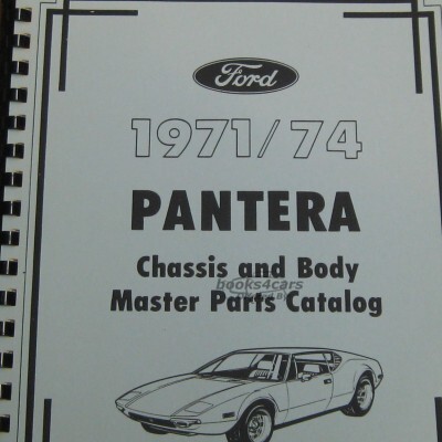 view cover of 1971-1974 master parts manual for Pantera by Ford DeTomaso