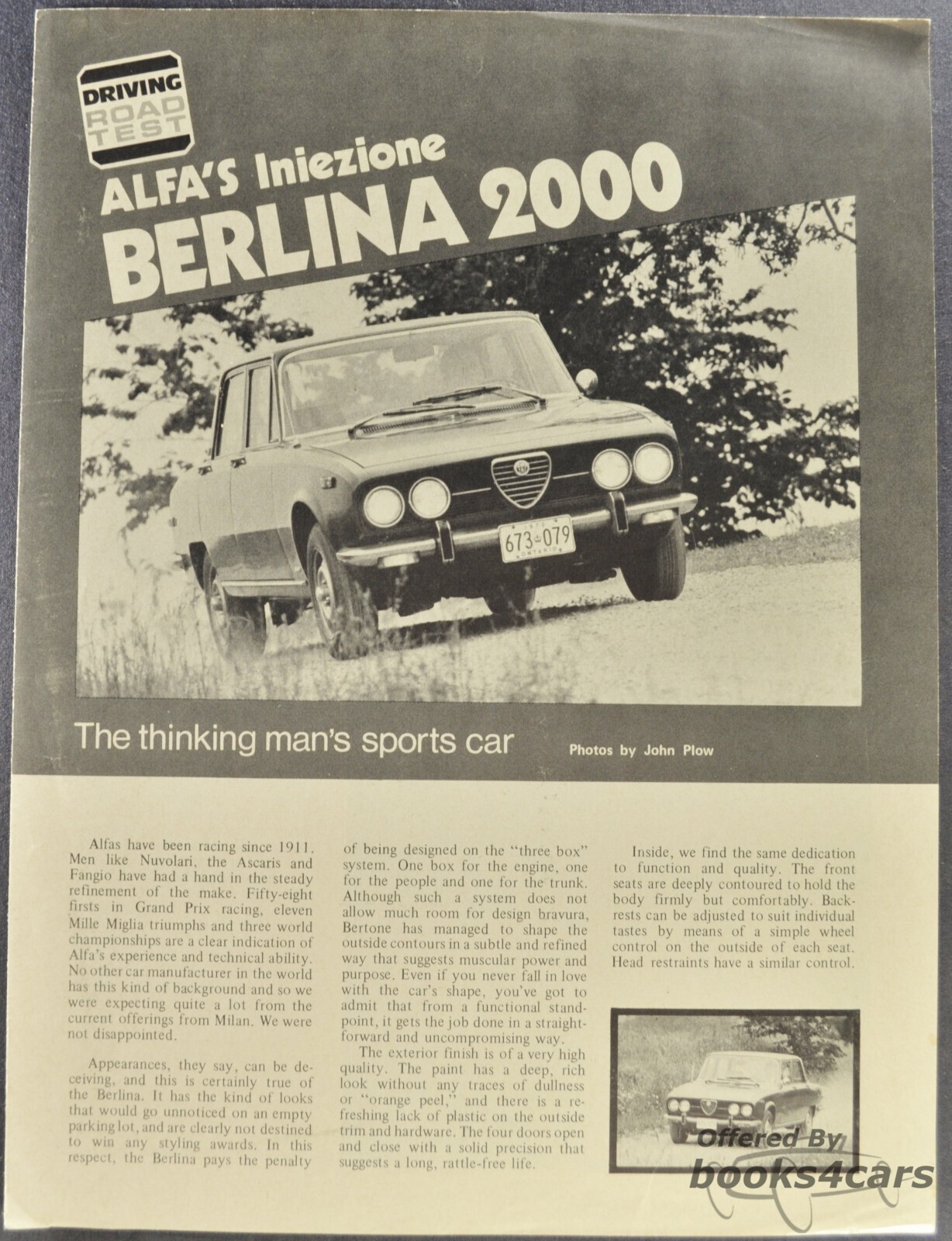 view cover of 1972 Driving Road Test Alfa's Iniezione Berlina 2000: The Thinking Mans Sports Car by John Plow