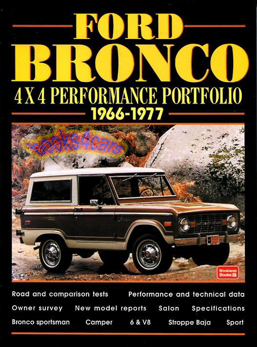 view cover of 1966-1977 Bronco 140 page portfolio book of articles about Ford 4x4 compiled by Brooklands