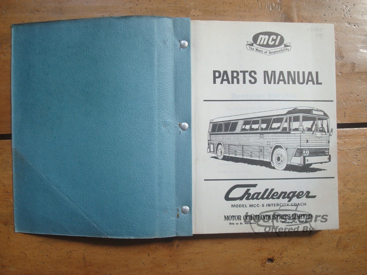 View cover of Challenger Model MC-5B Intercity Coach Parts Manual by MCI