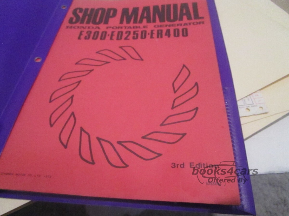 view cover of E300 ED250 ER400 Portable Generator Shop Service Manual by Honda