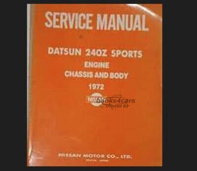 view cover of 1972 240Z Engine Shop Service Repair Manual by Datun & Nissan for 240 Z
