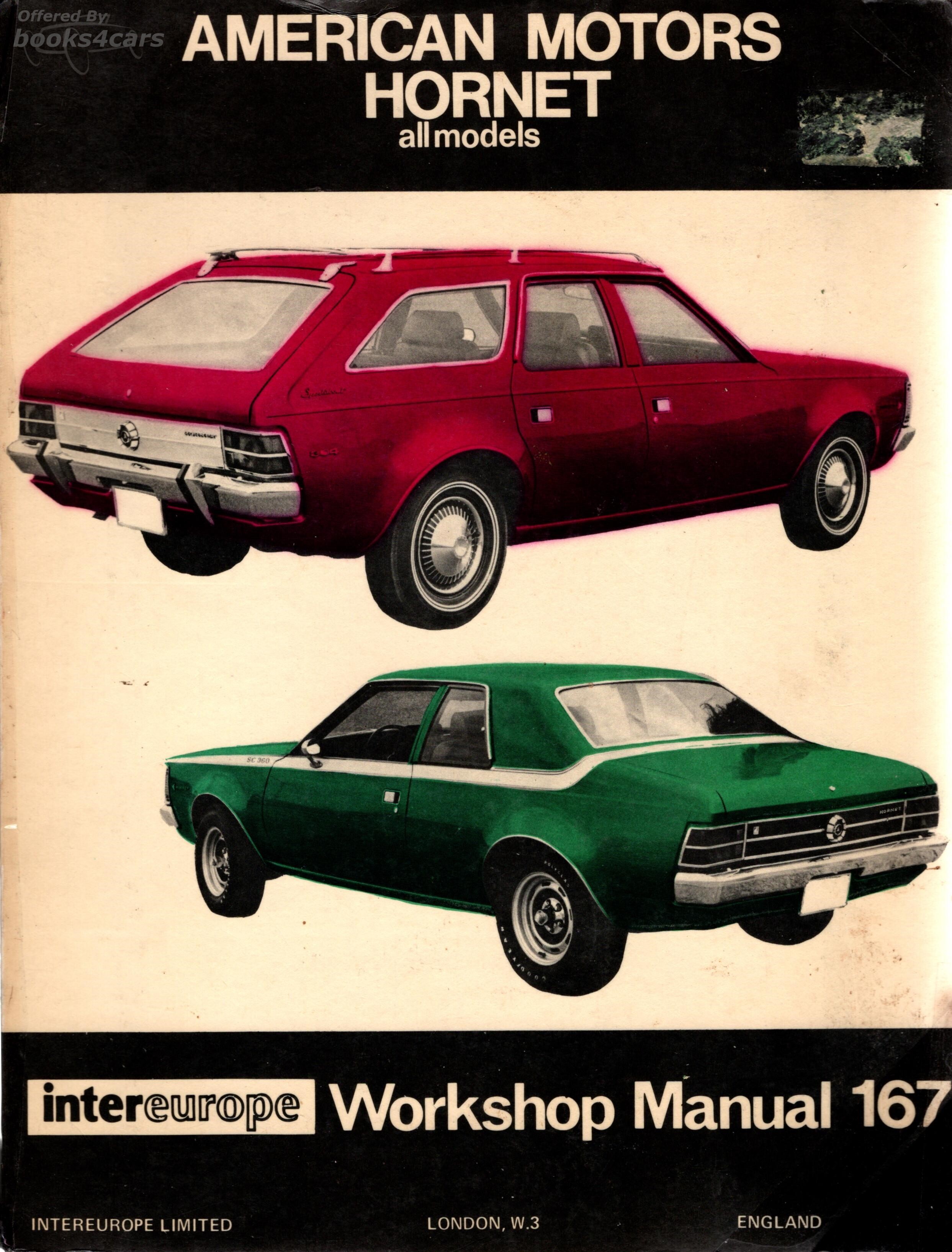 view cover of 1970-1977 Shop Service Repair Manual by Intereurope for AMC Hornet