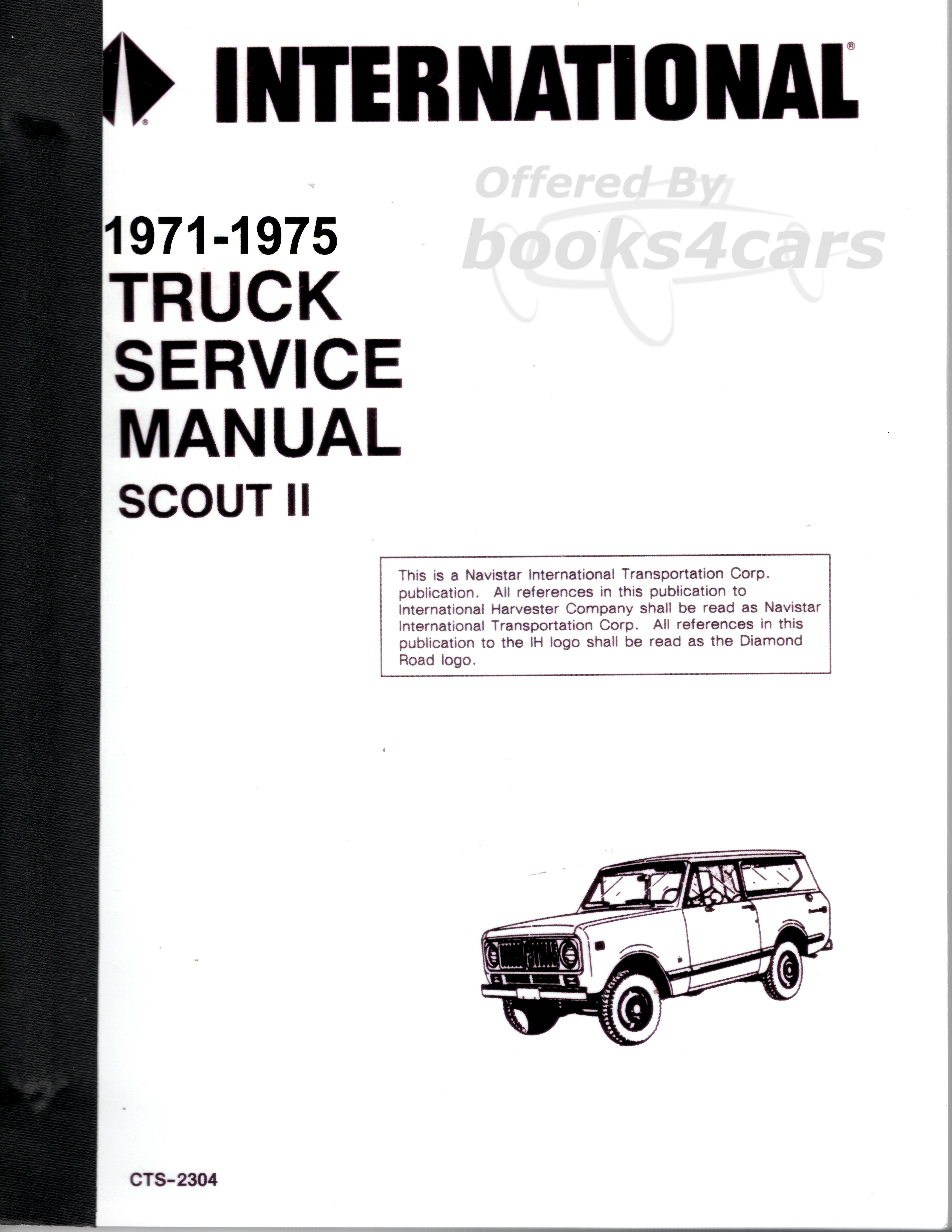 view cover of 1971-1975 Scout II Shop Service repair manual by International
