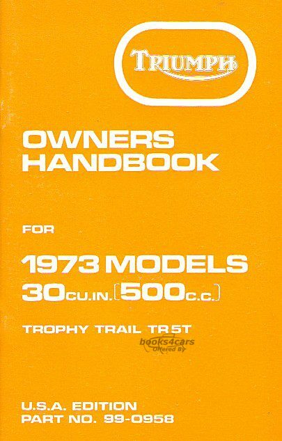 view cover of Owners Manual Handbook for TR5T 1973