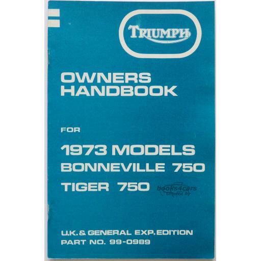 view cover of Owners Manual Handbook for 750 UK 1973