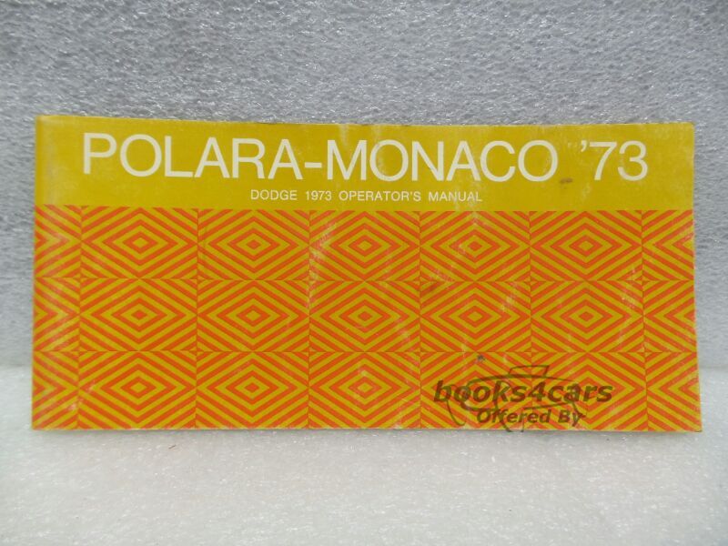 view cover of 1973 Owners Manual for Polara-Monaco by Dodge