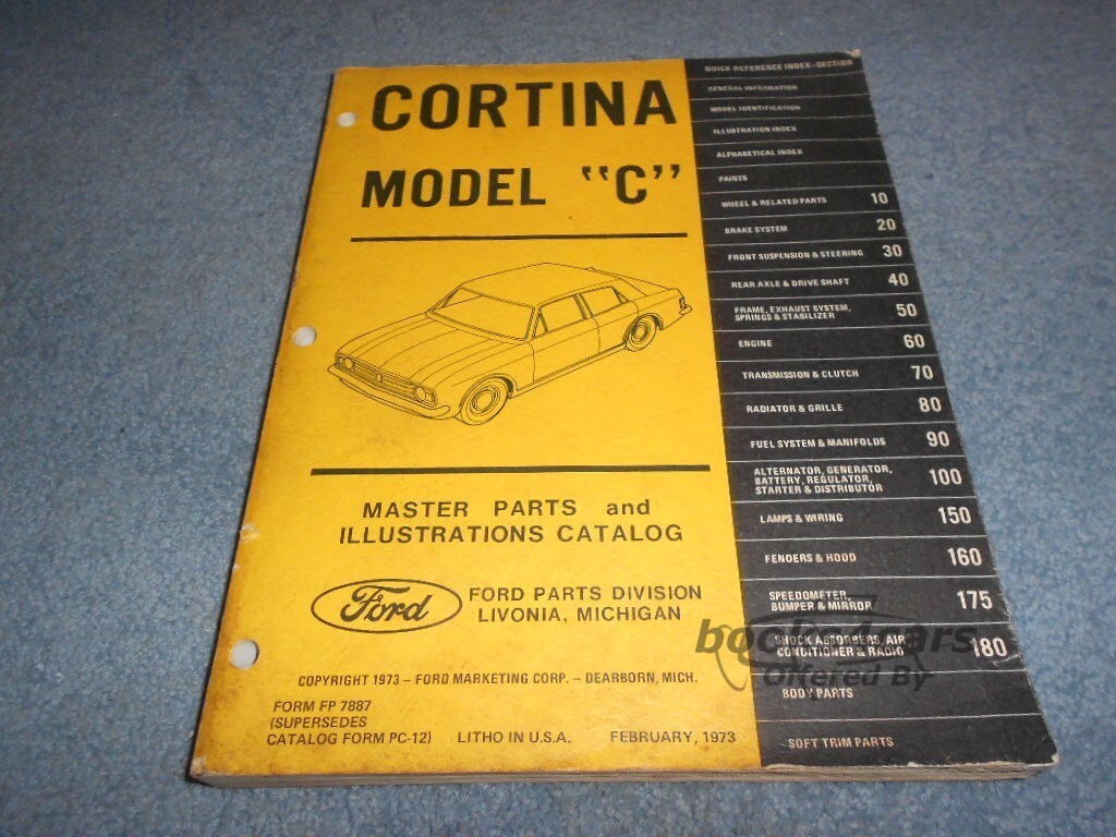 view cover of 1973 Cortina Model C Master Parts and Illustration Catalog by Ford