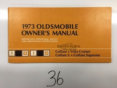 view cover of 1973 Cutlass, Vista, Cutlass S & Supreme Owners manual by Oldsmobile