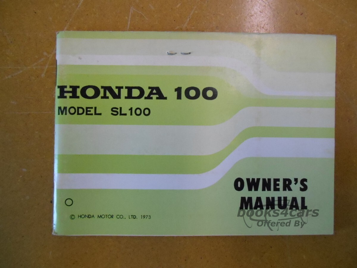 view cover of 1973 SL100 100 Motorcycle Owners Manual by Honda