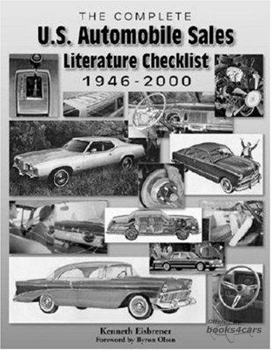 view cover of 1946-2000 Complete US Automobile Sales Literature Checklist for the collector By Kenneth Eisbrener 160 pages