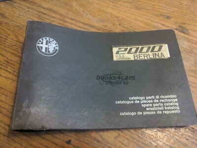 view cover of 1974 2000 Berlina Parts Catalog Manual USA model by Alfa Romeo