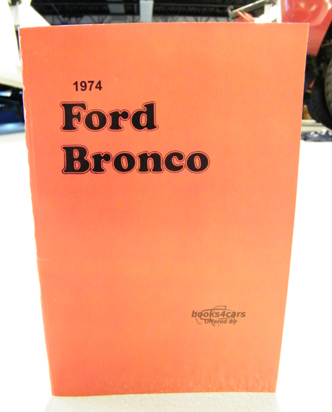 view cover of 1974 Bronco Owners Manual by Ford
