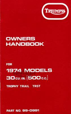 view cover of Owners Manual Handbook for TR5T 1974