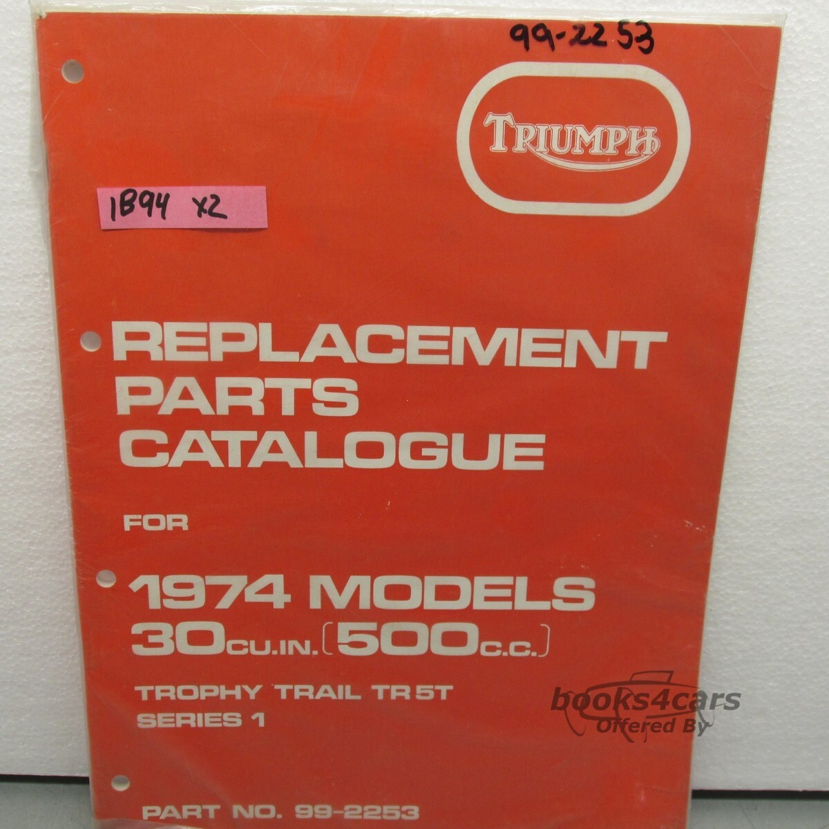 view cover of Parts Manual Book for TR5T 1974