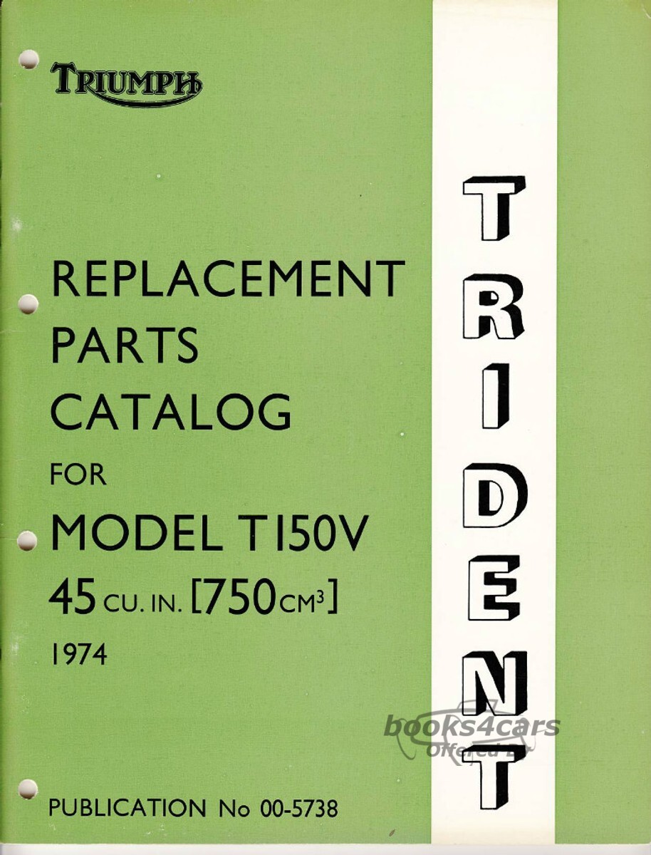 view cover of 1974 Triumph Trident Parts Manual by Triumph