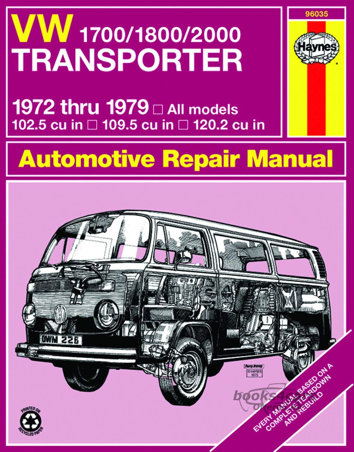 view cover of 1972-1979 Volkswagen Van Shop Service Repair Manual for VW Transporter with 1700 1800 2000 engine by Haynes
