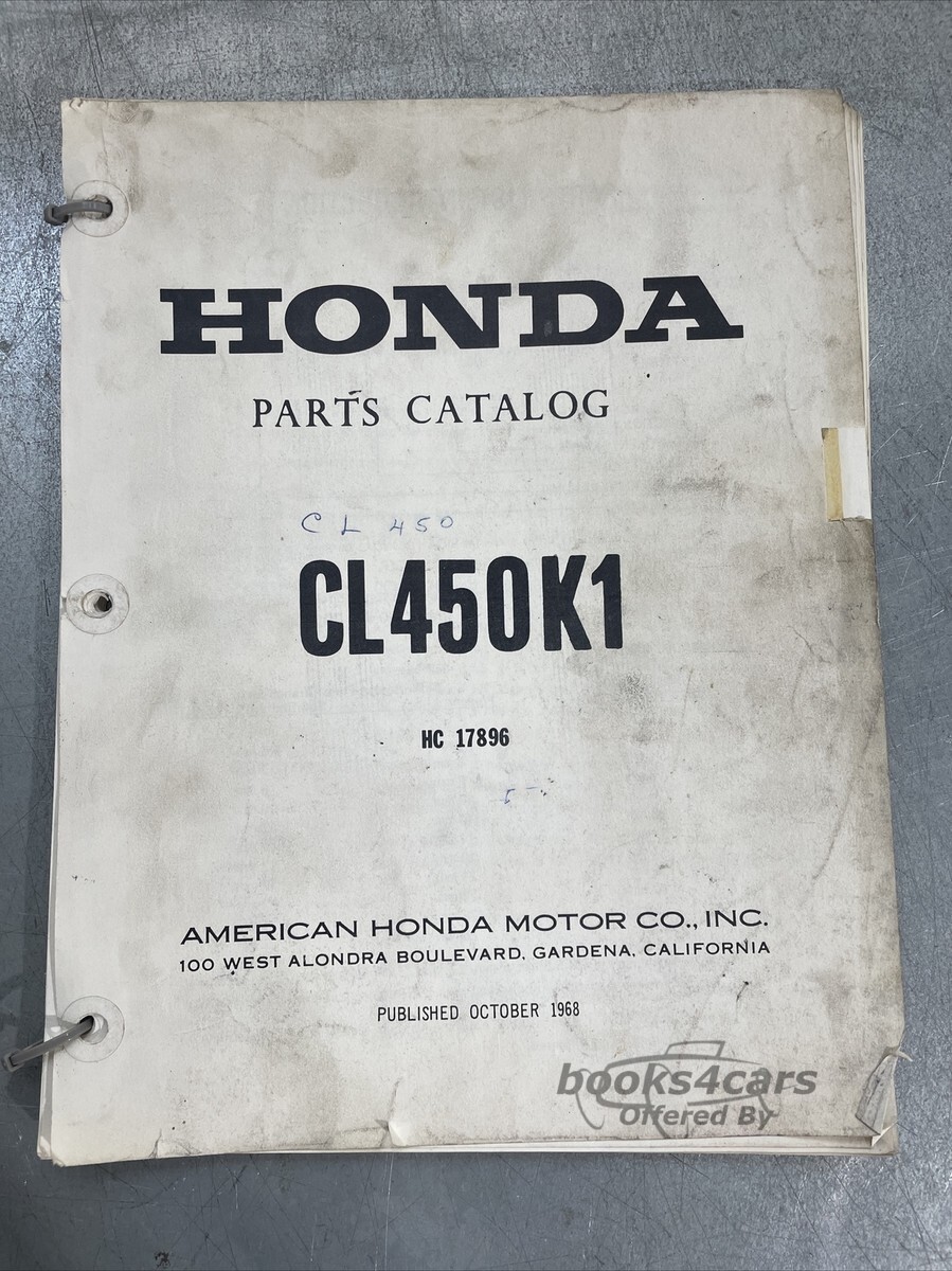view cover of 1975 Honda CB CL450 Parts Manual - 175 pages