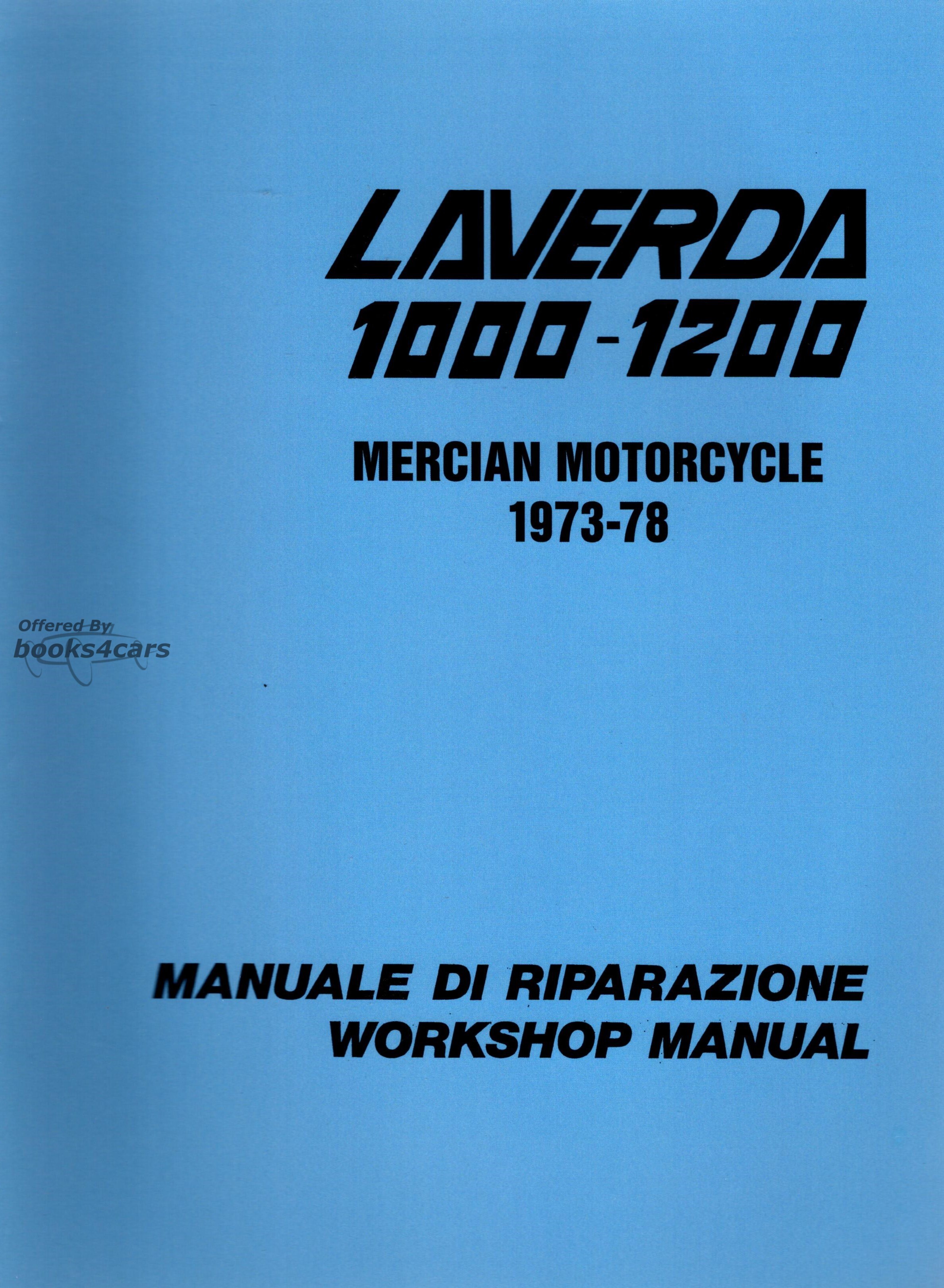 view cover of 1973-1978 Shop Manual by Laverda for 1000-1200cc 1973-78 120 pages