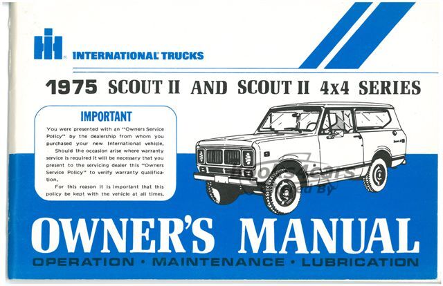 view cover of 1975 Scout II Owners Operators Manual by International