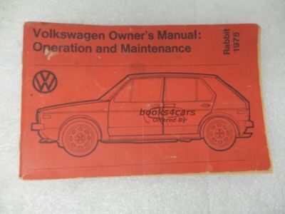 view cover of 1975 Owners Manual for Rabbit 2DR/4DR by Volkswagen VW