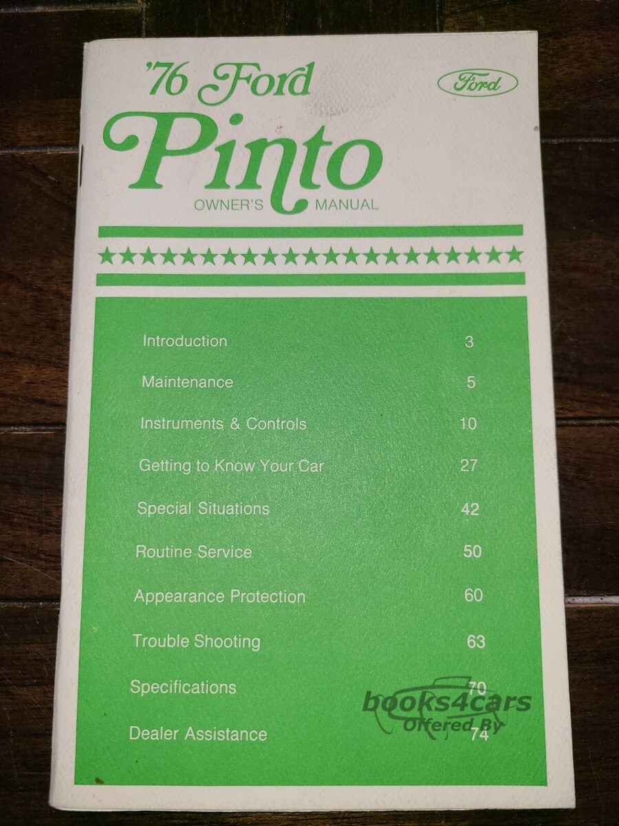 view cover of 1976 Pinto Owners manual by Ford.
