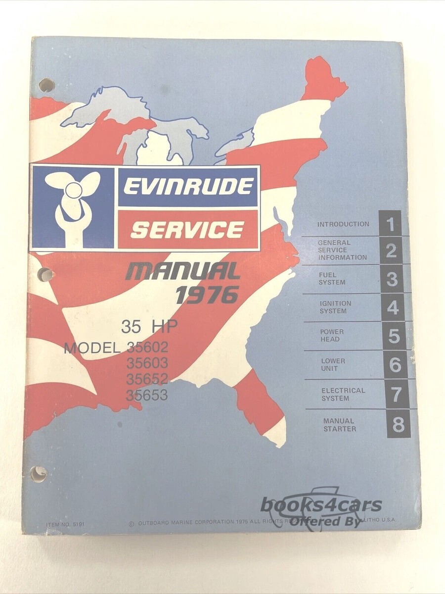 view cover of 1976 35HP Service Manual by Evinrude (model: 35602, 35603, 35652, 35653)