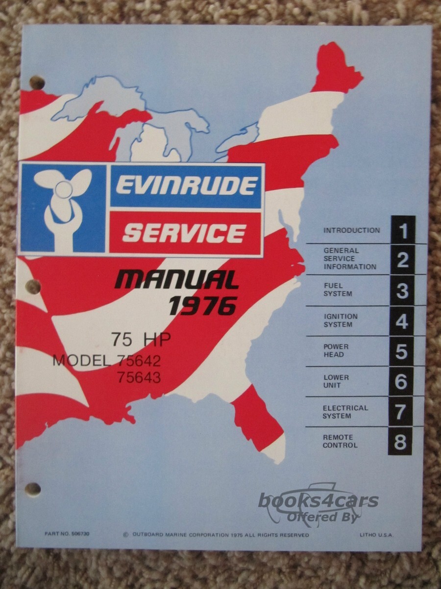 view cover of 1976 75HP models: 75642, 75643 Service Manual by Evinrude