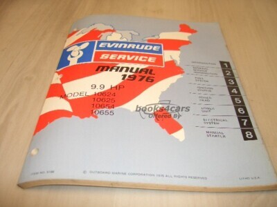 view cover of 1976 9.9 HP Service Manual by Evinrude (models: 10624, 10625, 10654, 10655)