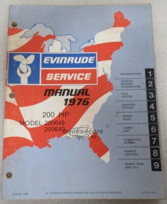 view cover of 1976 200 HP Model 200649 & 200640 Service Manual by Evinrude
