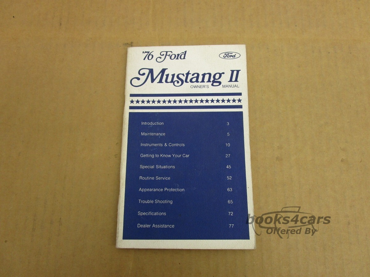 view cover of 1976 Mustang II Owners Manual by Ford