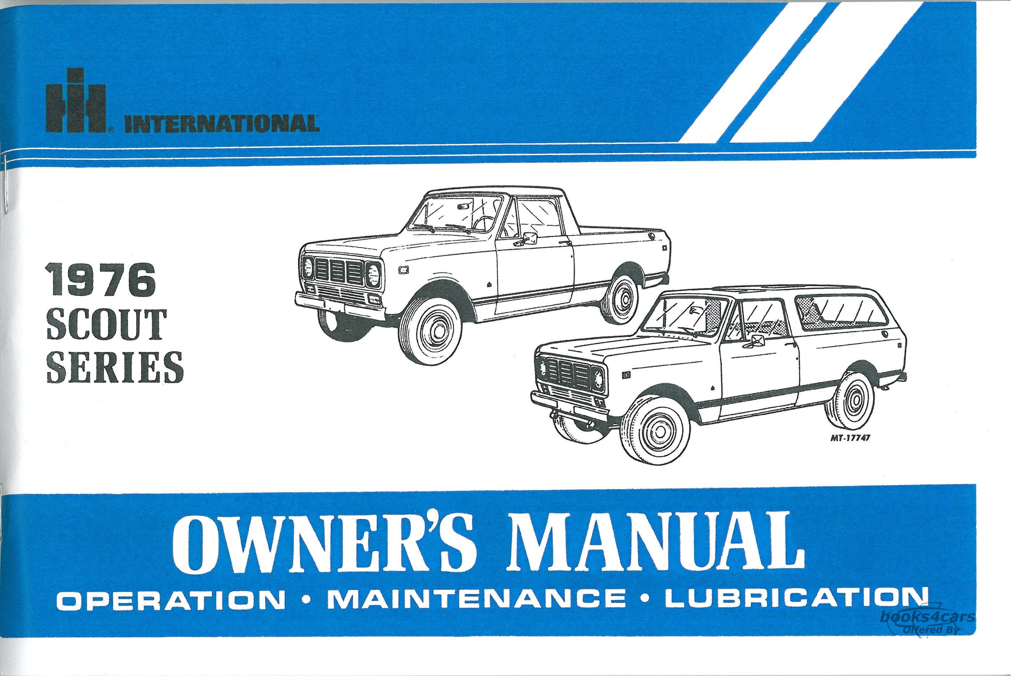 view cover of 1976 Scout series Operators manual