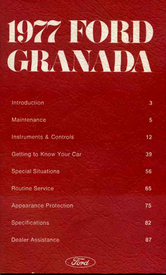 view cover of 1977 Granada Owners manual by Ford.