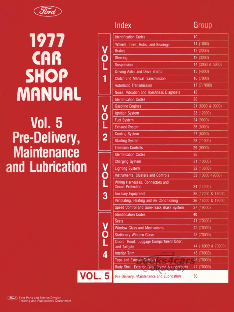 view cover of 1977 Pre-Delivery, Maintenance and Lubrication Shop manual, volume 5