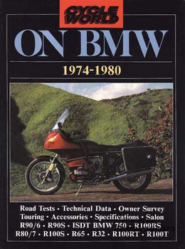 view cover of 1974-1980 Cycle World on BMW 80 pgs road test articles Portfolio by Brooklands including R90/6 R90S ISDT 750 R100RS R80/7 R100S R65 R32 R100RT R100T