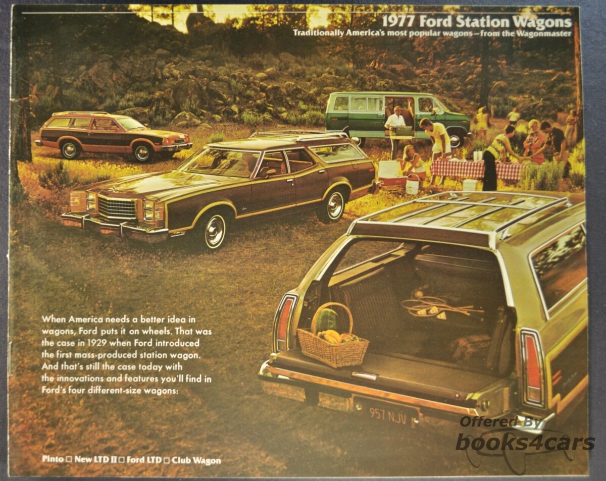 view cover of 1977 Ford Wagons Sales Brochure covering the Pinto LTD II LTD and Club Wagons