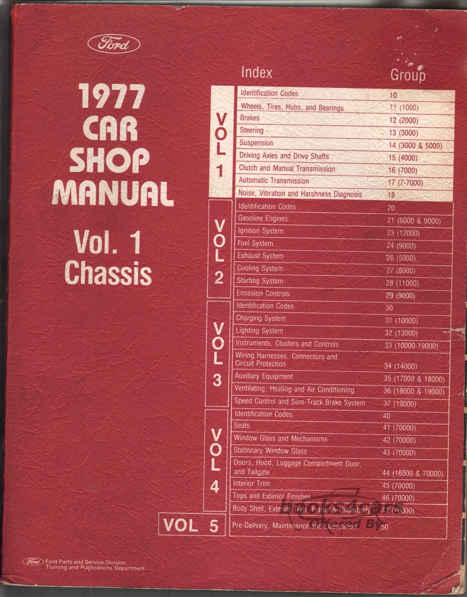 view cover of 1977 Chassis Shop Service Repair Manual for Ford car, Vol. 1