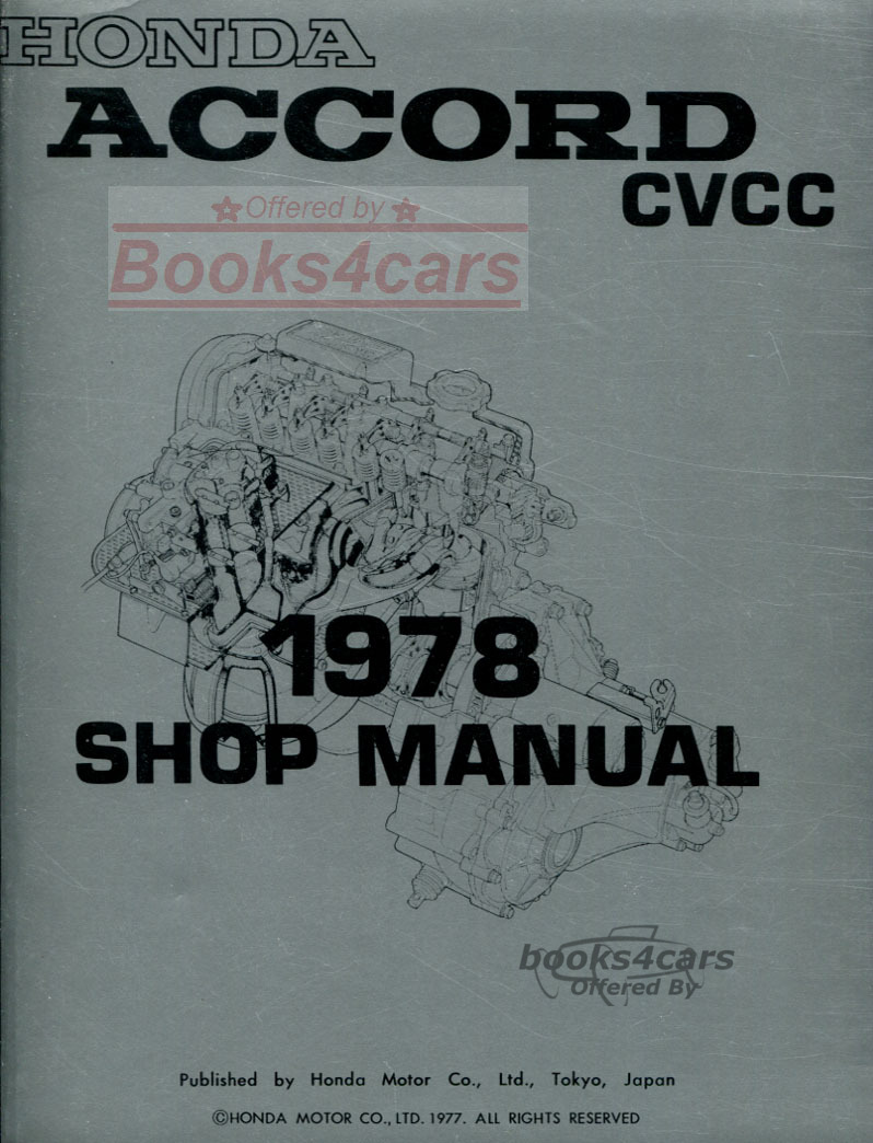 view cover of 1978 Accord CVCC Shop service Repair manual by Honda for Accord CVCC