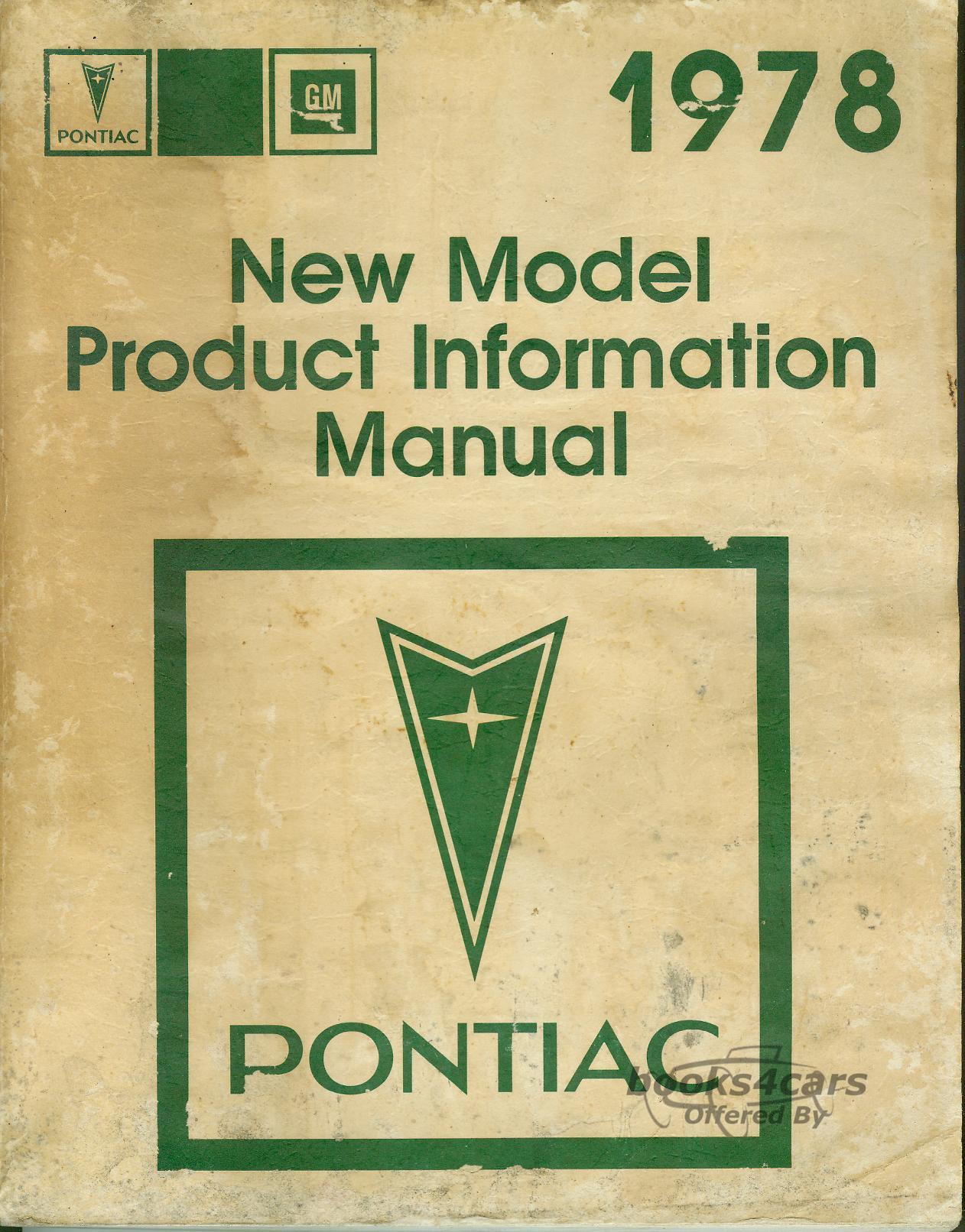 view cover of 1978 Pontiac New Model Product Information Manual