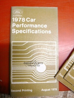 view cover of 1978 Car Performance Specifications Manual by Ford Mercury & Lincoln
