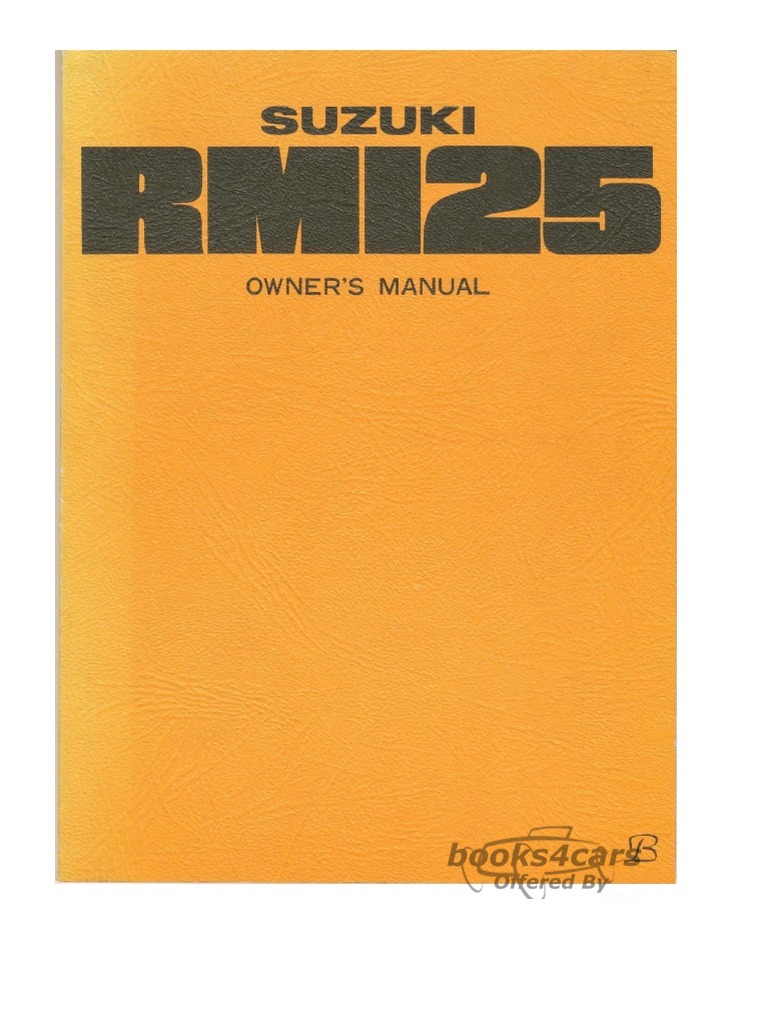 view cover of 1978 Suzuki RM125 E Owners Instruction Manual Handbook - 96 pages